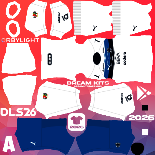Kit Away Monterrey 2025-2026 Dream League Soccer / DLS 2026 512x512 PNG