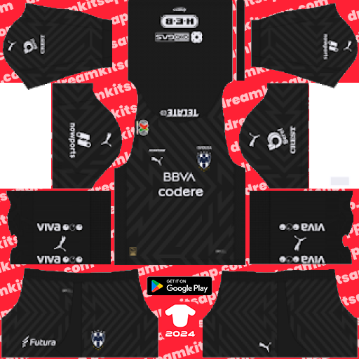 Kit / Uniforme POR Visitante Monterrey 2023-2024 Dream League Soccer 2019 / FTS