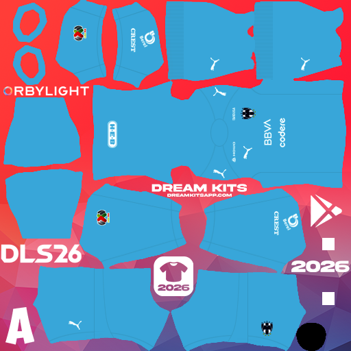 Kit Goalkeeper Away Monterrey 2025-2026 Dream League Soccer / DLS 2026 512x512 PNG