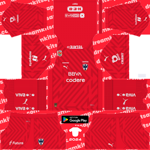 Kit / Uniforme POR Local Monterrey 2023-2024 Dream League Soccer 2019 / FTS