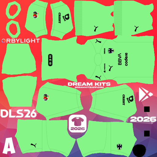 Kit Goalkeeper Home Monterrey 2025-2026 Dream League Soccer / DLS 2026 512x512 PNG