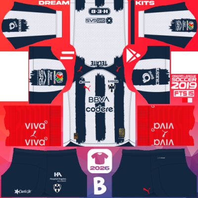 Kit / Uniforme Local Monterrey 2025-2026 Dream League Soccer 2019 DLS / FTS
