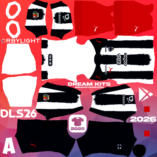 Kit / Uniforme Local Monterrey 2025-2026 Dream League Soccer / DLS 2026 512x512 PNG