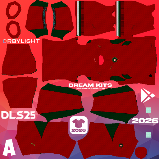 Kit Home Morocco 2026 Dream League Soccer / DLS 2026 512x512 PNG