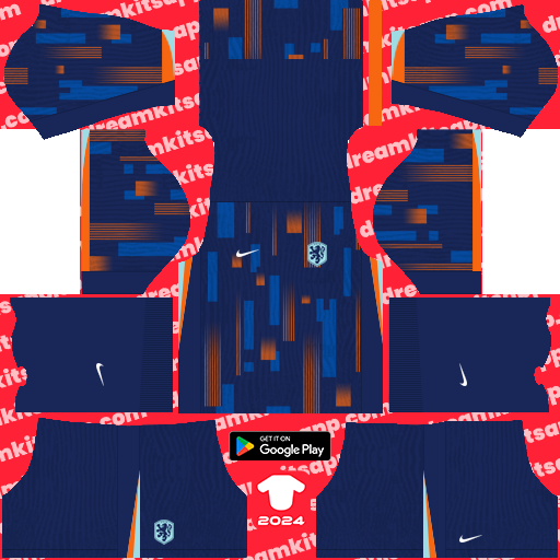 Kit / Uniforme Visitante Netherlands 2024 Dream League Soccer 2019 / FTS