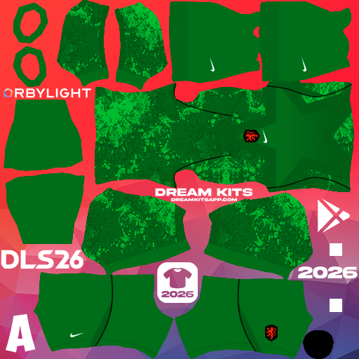 Kit / Equipamento Goleiro Visitante Netherlands 2026 Dream League Soccer / DLS 2026 512x512 PNG