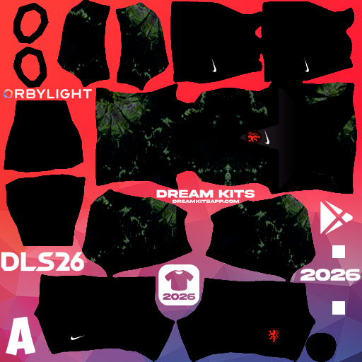 Kit / Equipamento Goleiro Titular Netherlands 2026 Dream League Soccer / DLS 2026 512x512 PNG