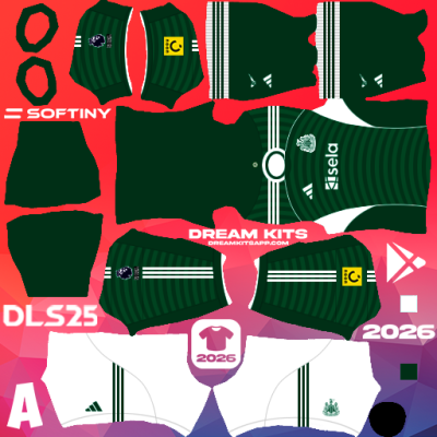 Kit / Equipamento Visitante Newcastle United 2025-2026 Dream League Soccer / DLS 2025