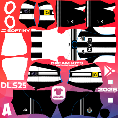 Kit / Equipamento Titular Newcastle United 2025-2026 Dream League Soccer / DLS 2025