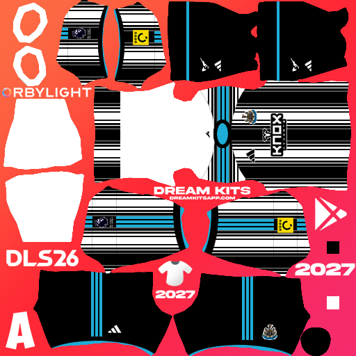 Kit / Equipamento Titular Newcastle United 2026-2027 Dream League Soccer / DLS 2026 512x512 PNG