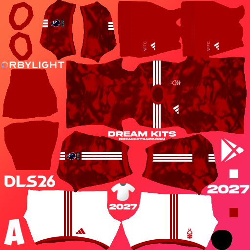 Kit / Equipamento Titular Nottingham Forest F.C. 2026-2027 Dream League Soccer / DLS 2026 512x512 PNG