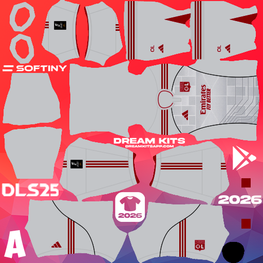 Kit Third Olympique Lyonnais 2025-2026 Dream League Soccer / DLS 2025 512x512 PNG