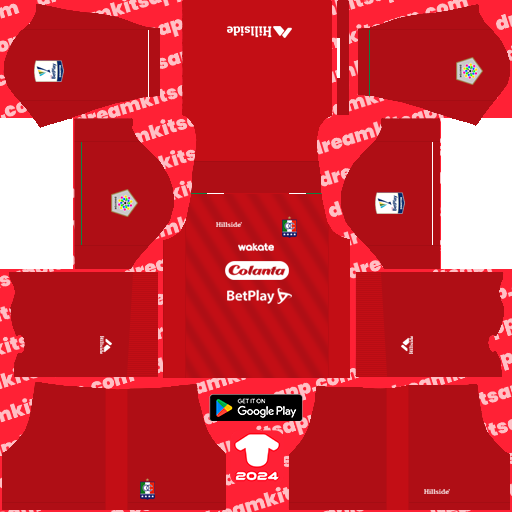 Kit / Uniforme POR Local Once Caldas 2023 Dream League Soccer 2019 / FTS