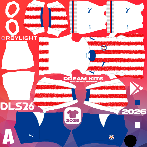 Kit / Équipement Domicile Paraguay 2026 Dream League Soccer / DLS 2026 512x512 PNG