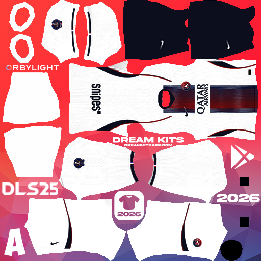 Kit / Équipement Extérieur Paris Saint-Germain 2026-2027 Dream League Soccer / DLS 2026 512x512 PNG