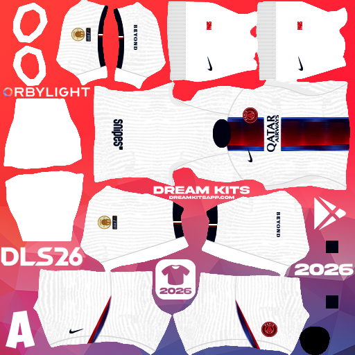 Kit / Uniforme Visita Paris Saint-Germain 2026-2027 Dream League Soccer / DLS 2026 512x512 PNG