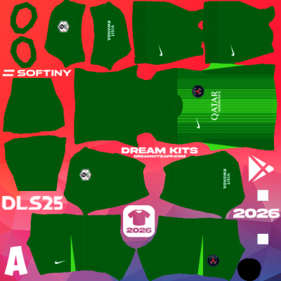 Kit / Uniforme POR Visita Paris Saint-Germain 2025-2026 Dream League Soccer / DLS 2025