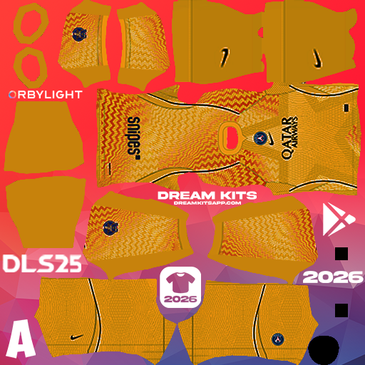 Kit / Équipement Gardien de but Extérieur Paris Saint-Germain 2026-2027 Dream League Soccer / DLS 2026 512x512 PNG