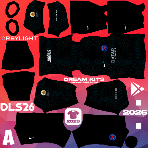 Kit / Uniforme Portero Local Paris Saint-Germain 2026-2027 Dream League Soccer / DLS 2026 512x512 PNG