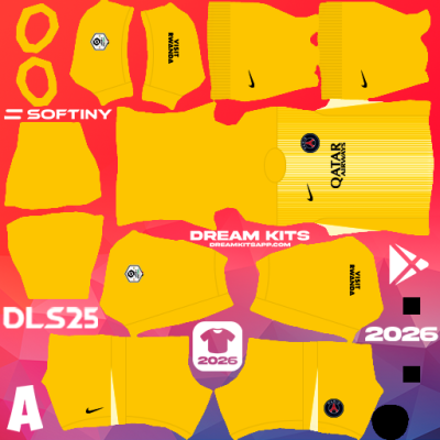 Kit / Uniforme POR Tercero Paris Saint-Germain 2025-2026 Dream League Soccer / DLS 2025
