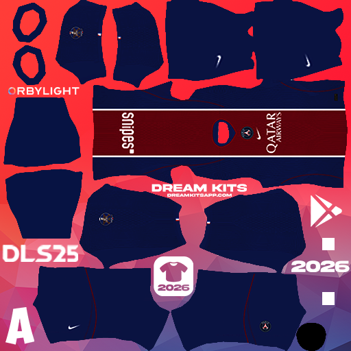 Kit / Équipement Domicile Paris Saint-Germain 2026-2027 Dream League Soccer / DLS 2026 512x512 PNG