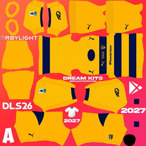 Kit / Uniforme Visita Parma Calcio 2026-2027 Dream League Soccer / DLS 2026 512x512 PNG
