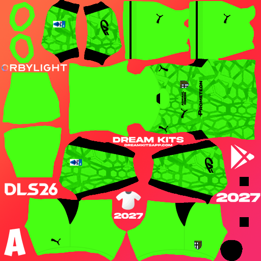 Kit / Uniforme Portero Visita Parma Calcio 2026-2027 Dream League Soccer / DLS 2026 512x512 PNG