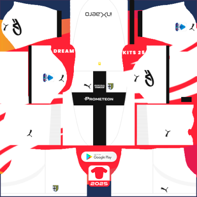 Kit / Uniforme Home Parma Calcio 2024-2025 Dream League Soccer 2019 / FTS