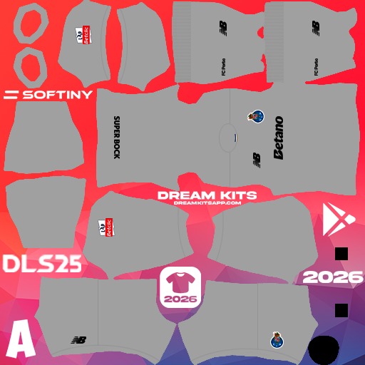 Kit / Équipement Gardien de but Extérieur Porto 2025-2026 Dream League Soccer / DLS 2026 512x512 PNG