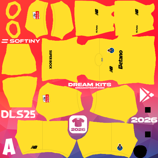 Kit / Équipement Gardien de but Troisième Porto 2025-2026 Dream League Soccer / DLS 2026 512x512 PNG