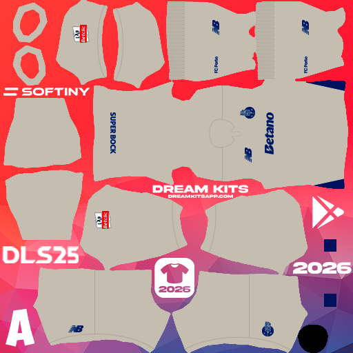 Kit / Équipement Troisième Porto 2025-2026 Dream League Soccer / DLS 2026 512x512 PNG