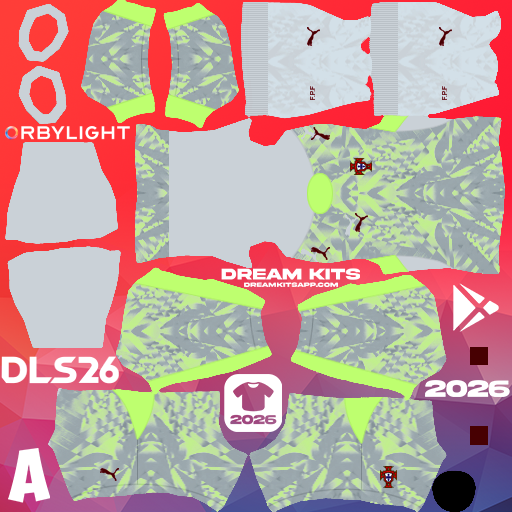 Kit / Équipement Gardien de but Extérieur Portugal 2026 Dream League Soccer / DLS 2026 512x512 PNG