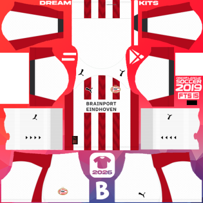 Kit Home PSV Eindhoven 2025-2026 Dream League Soccer 2019 DLS / FTS