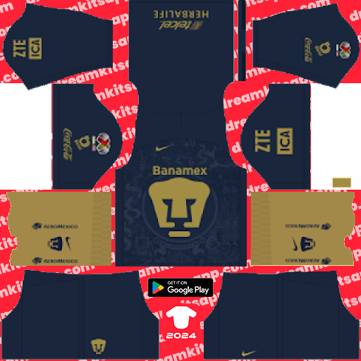 Kit / Uniforme Visitante Pumas 2016-2017 Dream League Soccer 2019 / FTS