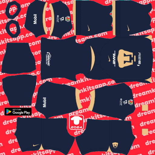 Pumas Away kit 2023-2024 Dream League Soccer 2025