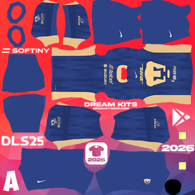 Kit Away Pumas 2025-2026 Dream League Soccer / DLS 2025