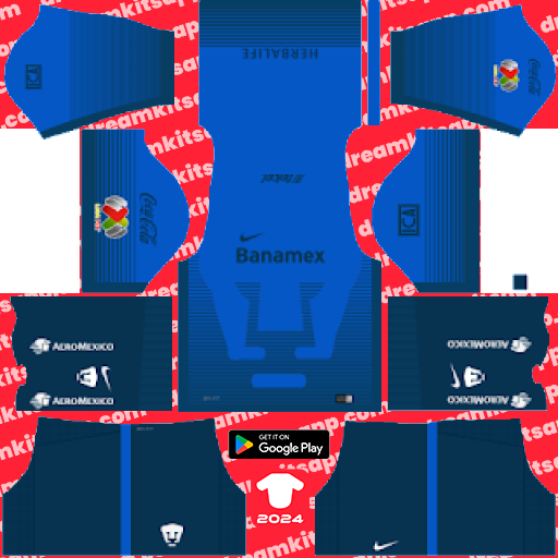 Kit / Uniforme POR Visitante Pumas 2015-2016 Dream League Soccer 2019 / FTS