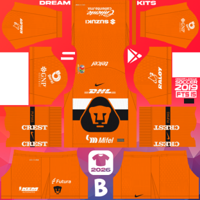 Kit GK Away Pumas 2025-2026 Dream League Soccer 2019 DLS / FTS