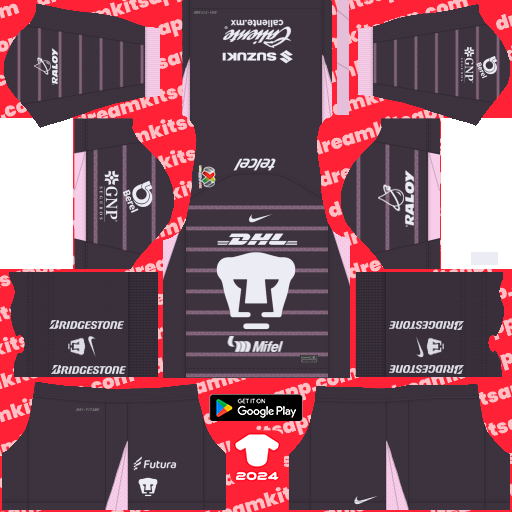 Kit / Uniforme POR Local Pumas 2024-2025 Dream League Soccer 2019 / FTS