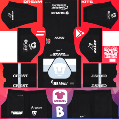 Kit GK Home Pumas 2025-2026 Dream League Soccer 2019 DLS / FTS