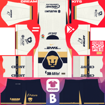 Kit Home Pumas 2025-2026 Dream League Soccer 2019 DLS / FTS