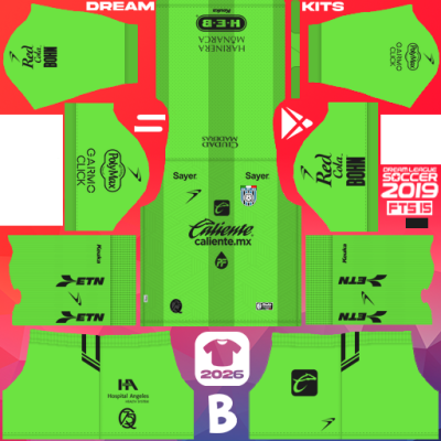 Kit / Equipamento GOL Visitante Querétaro FC 2025-2026 Dream League Soccer 2019 DLS / FTS