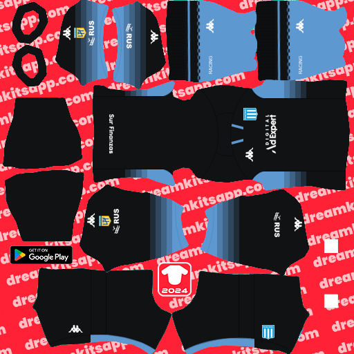 Kit / Uniforme Visitante Racing Club 2024 Dream League Soccer 2025