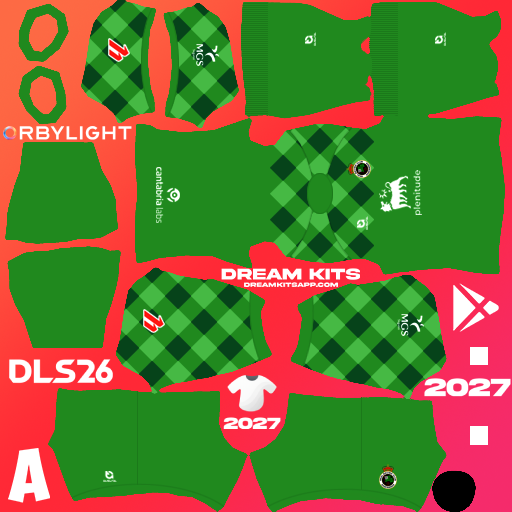 Kit / Equipamento Goleiro Terceiro Racing de Santander 2026-2027 Dream League Soccer / DLS 2026 512x512 PNG