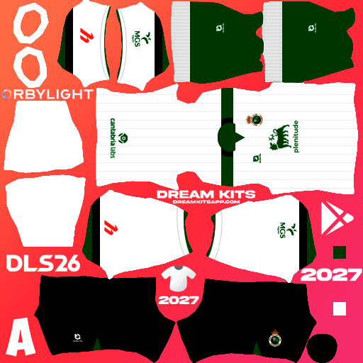Kit / Equipamento Titular Racing de Santander 2026-2027 Dream League Soccer / DLS 2026 512x512 PNG