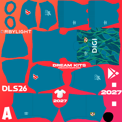Kit Goalkeeper Home Rayo Vallecano 2026-2027 Dream League Soccer / DLS 2026 512x512 PNG