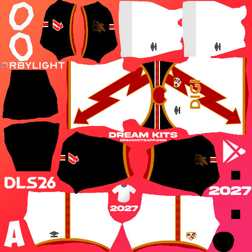 Kit / Equipamento Titular Rayo Vallecano 2026-2027 Dream League Soccer / DLS 2026 512x512 PNG