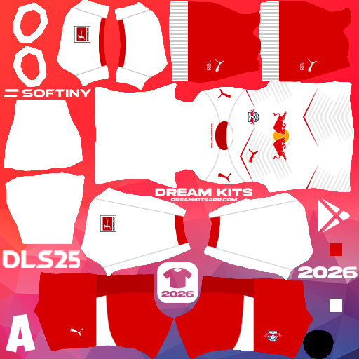 Kit Home RB Leipzig 2025-2026 Dream League Soccer / DLS 2025 512x512 PNG