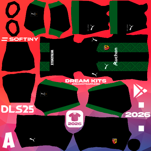 Kit / Equipamento Visitante RC Lens 2025-2026 Dream League Soccer / DLS 2025 512x512 PNG