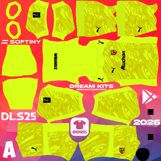 Kit / Equipamento GOL Visitante RC Lens 2025-2026 Dream League Soccer / DLS 2025 512x512 PNG